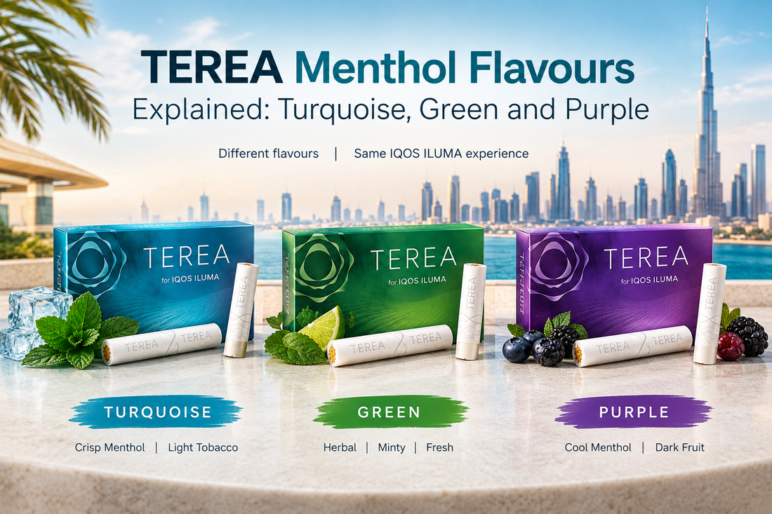 TEREA Menthol Flavours Explained: Turquoise, Green & Purple